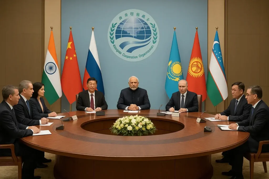 SCO Summit 2025 leaders discussing key regional issues.