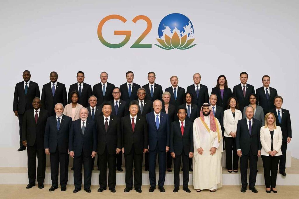 World leaders group photo during G20 Summit 2025, posing together at Johannesburg global summit meeting-Representational Image