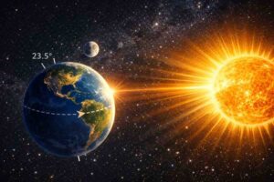Makar Sankranti के दौरान पृथ्वी का 23.5 डिग्री झुकाव, सूर्य किरणों का पृथ्वी की ओर पड़ना और अंतरिक्ष से दिखाई देता दृश्य